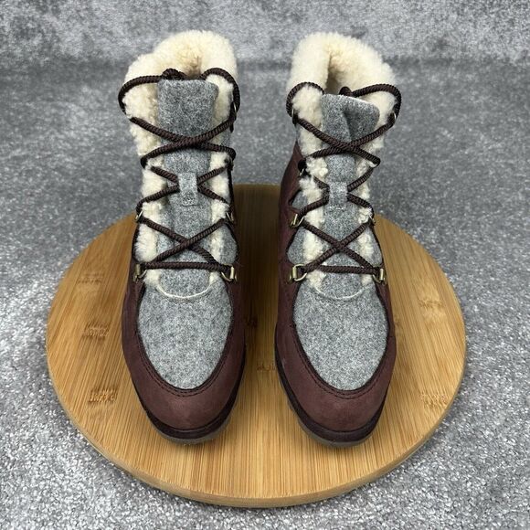 Sorel Sneakchic Alpine Booties Women 9.5 Red Gray Shearling Fur Lined NL3287908 - Picture 4 of 11